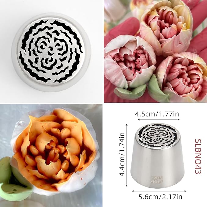 1 Piece Stainless Steel Extra Large Russian Flower Icing Tips,Pastry Frosting Piping Nozzles, Marshmallow Bouquet Icing Tips,Cake Decorating Piping Tips,Flower Frosting Nozzles for Decorating