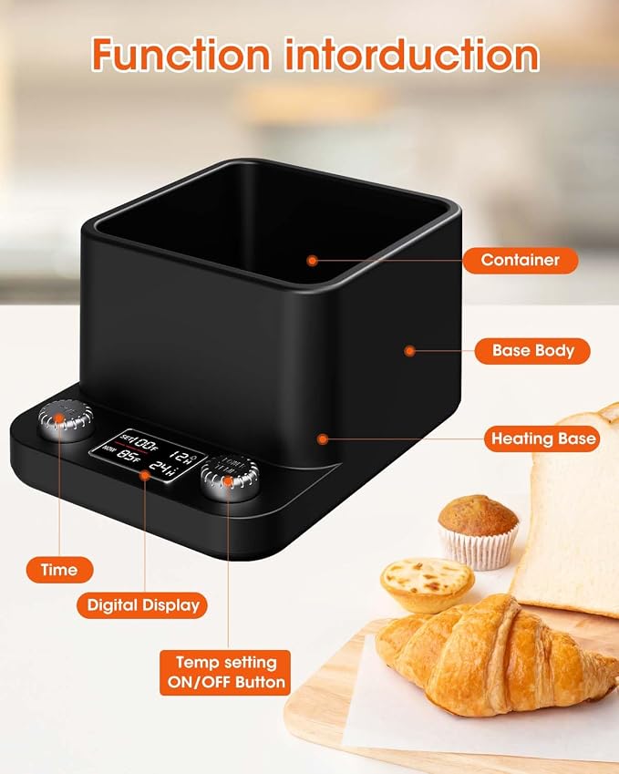MYMULIKE Sourdough Starter Warmer - Water Bath Warming with Timer and Precise 1°F Control (70-104°F), Even Heating, Improve Fermentation Success Rate, Ideal for Yeast Cultivation & Home Baking