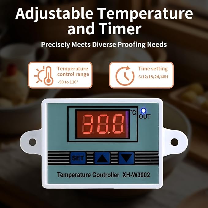 Bread Proofer Foldable Visible Dough Proofing Box,Temperature Control, Sourdough Warmer Bread Dough Proofer US Plug