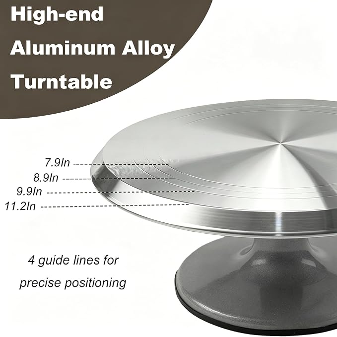 Cake Decorating Supplies Kit with 12" Aluminum Rotating Cake Turntable Stand, Professional Baking Tools, Cake Leveler, Spatulas & Scrapers, Complete Kit for Birthday & Wedding Cakes(74Pcs)