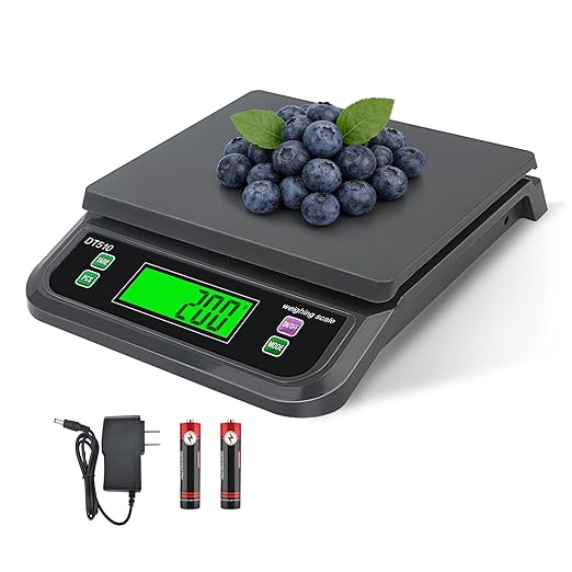 66LB 30kg Large Digital Kitchen Scale Food Scale for Baking Cooking Bread Meat Scales with Tare and Prep Counting LCD Display with Adapter, 6 Unit (Grey, 30kg)