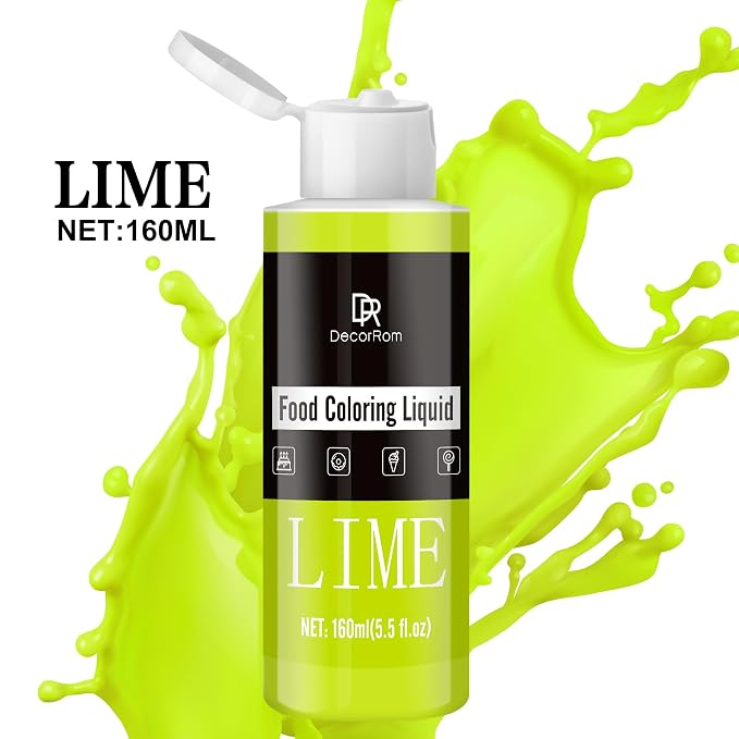 Lime Food Coloring Liquid - Vibrant Liquid Icing Food Coloring Set for Baking, Cake Decorating, Easter Egg, Airbrush - Tasteless Food Dye for Fondant, Slime, DIY Crafts - 5.5 Fl.oz / 160ml Each