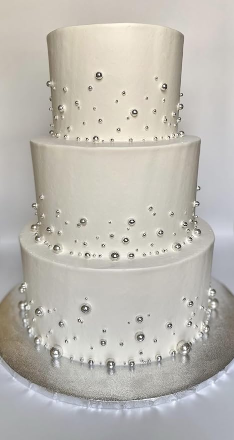 Silver Pearl Sugar Sprinkles 3.9 oz, 4mm Candy Pearls Ideal for Baking, Cake and Cupcake Toppers, Cookie Decoration, Ice Cream Topping, Wedding Shower Valentines Halloween Christmas