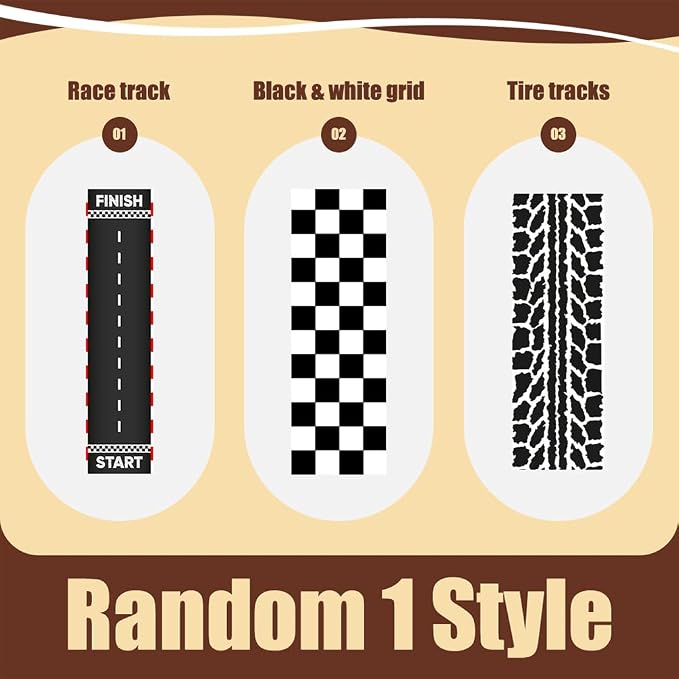 Race Car Edible Cake Wrap Topper Decoration, 1 Random Border Style, 4 x 12 inches