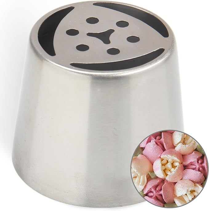 Extra Large Russian Piping Tips - Stainless Steel Flower Nozzles Set for Cake Decorating, Rose & Floral Icing Tips for Cupcakes, Cookies Professional Baking Tools (XXL, Style 4)