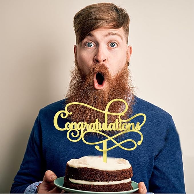 Congratulations Cake Topper,Congratulations 2026 Graduation Cake Topper,Graduation, Wedding, Retirement, Birthday, Anniversary, Celebration Party Decorations Supplies (Acrylic Gold)