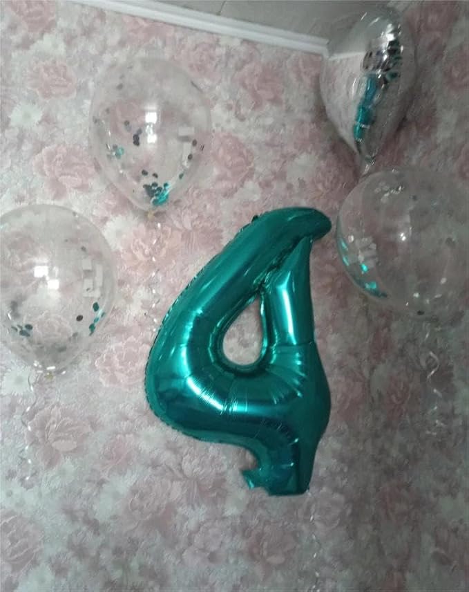 Teal Blue 2 Balloon, Number Balloons 40 Inch, 2nd Balloon Number Birthday Decorations, Second Two Birthday Party Supplies, Number 2 Balloon
