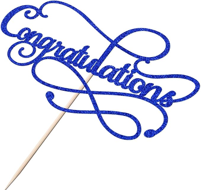 Congratulations Cake Topper,Congratulations 2026 Graduation Cake Topper,Graduation, Wedding, Retirement, Birthday, Anniversary, Celebration Party Decorations Supplies(Royal Blue)
