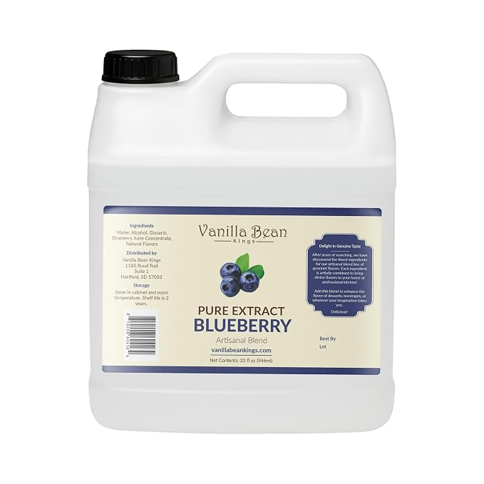 Pure Blueberry Extract for Baking and Flavoring - Premium Quality Natural Flavors for Baked Goods, Desserts, & Cooking - 32 FL OZ