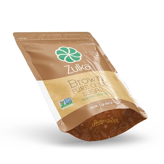 Zulka Brown Pure Cane Sugar, 1 Lb - All-Natural, Non-GMO, Certified Vegan, Bone-Char Free & Kosher Pareve