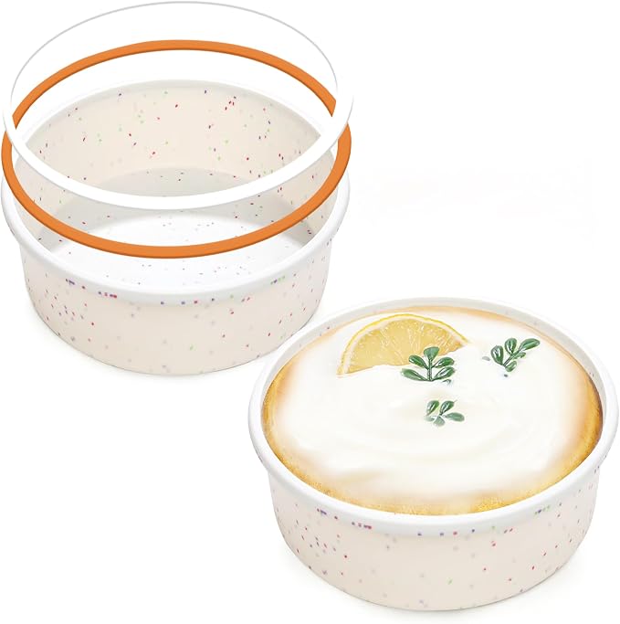 4 Inch Silicone Round Cake Pans with Metal Reinforced Frame, Nonstick Mini Smash Cake Molds for Baking, BPA Free – Set of 2 for Baby's First Birthday, Small Cakes, Desserts (Cream)