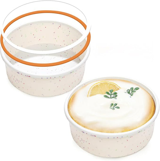 4 Inch Silicone Round Cake Pans with Metal Reinforced Frame, Nonstick Mini Smash Cake Molds for Baking, BPA Free – Set of 2 for Baby's First Birthday, Small Cakes, Desserts (Cream)