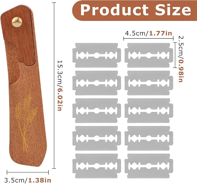 Bread Lame Dough Scoring Tool with 10 Razor Blades, Ergonomic Handle Bread Scorer Tool, Breads Knives for Homemade Sourdough Breads Bakers