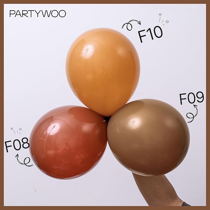 PartyWoo Dark Brown Balloons 100pcs Different Sizes of 36 18 12 10 5 Inch Boho Neutral Coffee Tan Balloon Arch Kit Garland for Birthday Boy Baby Shower Jungle Safari Fall Party Decorations Brown-F08