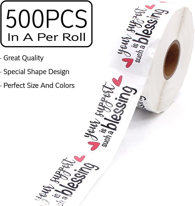 1.5'' Your Support is Such a Blessing Stickers,Thank You for Your Support Sticker for Small Business Mail Envelopes Package Packing 500 PCS