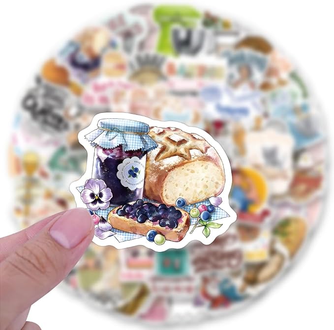 124 PCS Baking Stickers, Waterproof Stickers, Suitable for Water Bottles, Laptops, Baking-Themed Party Decorations, Perfect for Cooking Enthusiasts.