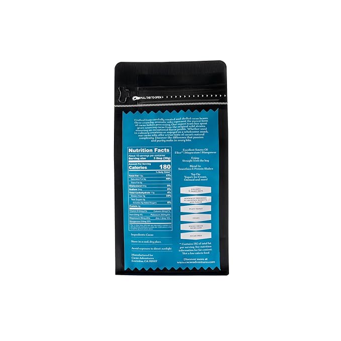 Cacao Adventures Raw Cacao Nibs, High-Amazon Basin Peru, 10 oz | Heavy Metals Safe