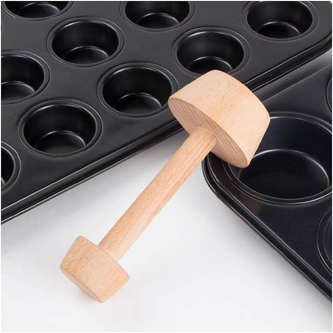 Double Sided Wooden Tart Tamper, Pastry Pusher for Pie, Quiche, Cake Baking Tools
