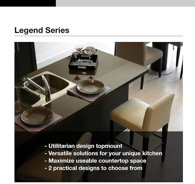Houzer Legend Stainless Steel Kitchen Sink: 32 Inch Drop-in Topmount 4-Hole 50/50 Double Bowl Corner Kitchen Sink with Strainer, Durable & Versatile, Essential for Home & Apartment: LCR-3221-1