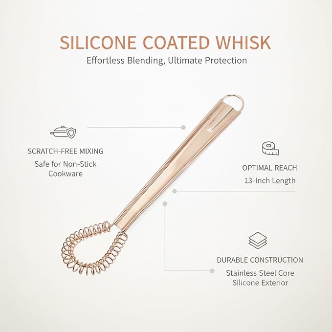 13-Inch Silicone Coated Stainless Steel Whisk for Sauces and Eggs