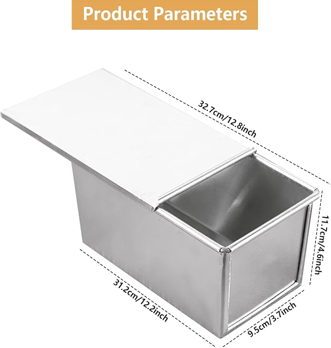 Pullman Loaf Pan with Lid Aluminumed Steel Pullman Loaf Pan Commercial Grade Non Stick Bread Pan with Lid (13x4.3x4.8in)