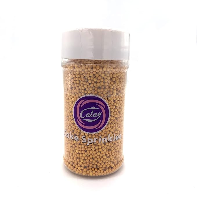 Gold Sprinkles Edible Candy Mini Pearls Cupcake Cake Toppers, Celebrations Candy Pearls Shaker Jar Wedding Shower Party Cake Decoration Supplies­ 3.2oz