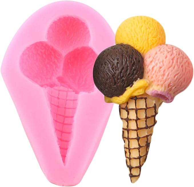 Mujiang Mini Summer Ice Cream Cone Popsicle Silicone Mold For Baby Birthday Cake Decorating Cupcake Candy Clay Chocolate Gum Paste Set Of 5