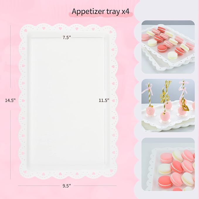 Pack of 11 NWK Cake Stand Set, with 3 x Two-Tier and 3 x Three-Tier Cupcake Stands, 4 x Appetizer Trays, 1 x Tablecloth for Birthday Bridal Baby Shower Party (Gold)