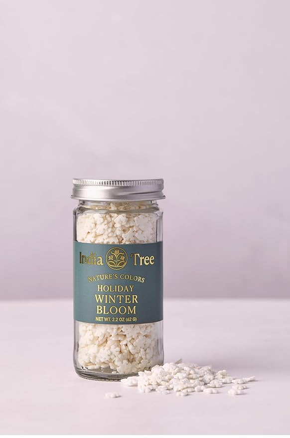 India Tree Nature’s Colors Cake Decorations Winter Bloom Sprinkles in Glass Jar, Plant-Based Food Coloring, Non-GMO, No Artificial Dyes, Baking and Dessert Topping, 2.2 oz