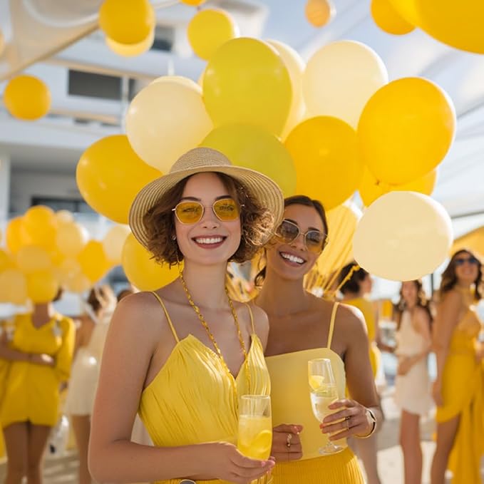 SUWEN Mustard Yellow Balloons 60Pcs,12 inch Mustard Neon Light Yellow Latex Balloons for Sunflower Bee Birthday Bridal Shower Party Decorations