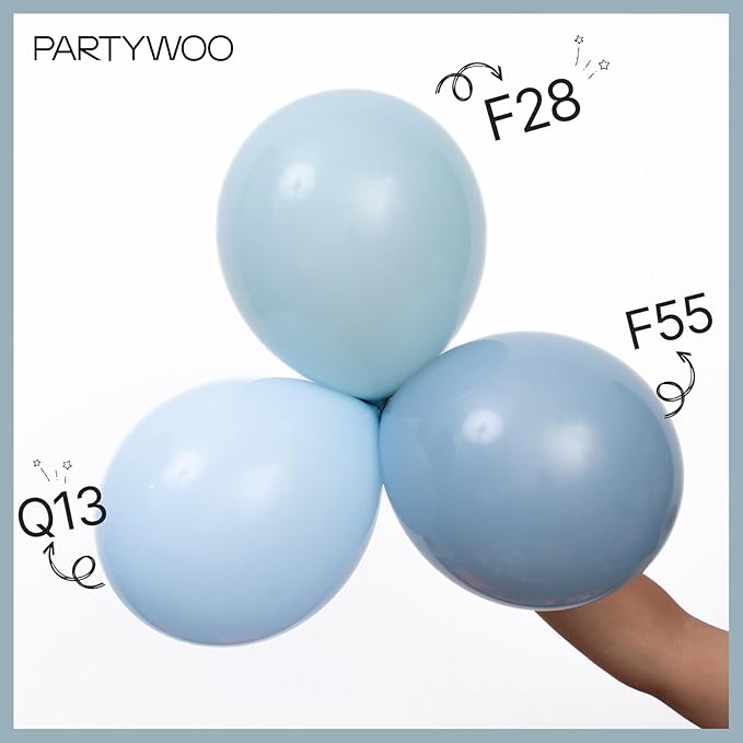 PartyWoo Dusty Blue Balloons 140pcs Different Sizes of 18 12 10 5 Inch Light Blue Aqua Boho Balloon Arch Kit Garland for Graduation Baby Shower Gender Reveal Birthday Party Decorations Blue-F28