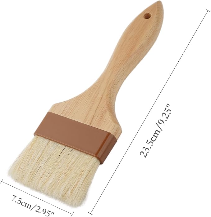 Pastry Brushes for Cooking, Marinade Brush for Oil and Sauce, Cooking Brush with Boar Bristles and Hardwood Handles for Baking, Butter, BBQ (3 Inch)