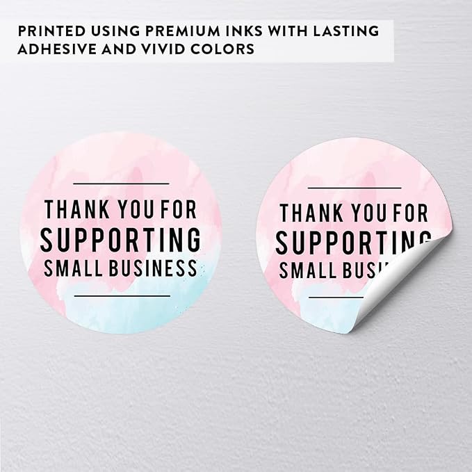 Andaz Press Round Thank You for Supporting Small Business Sticker Labels, 120-Pack, Watercolor Packaging Stickers, Product Labels