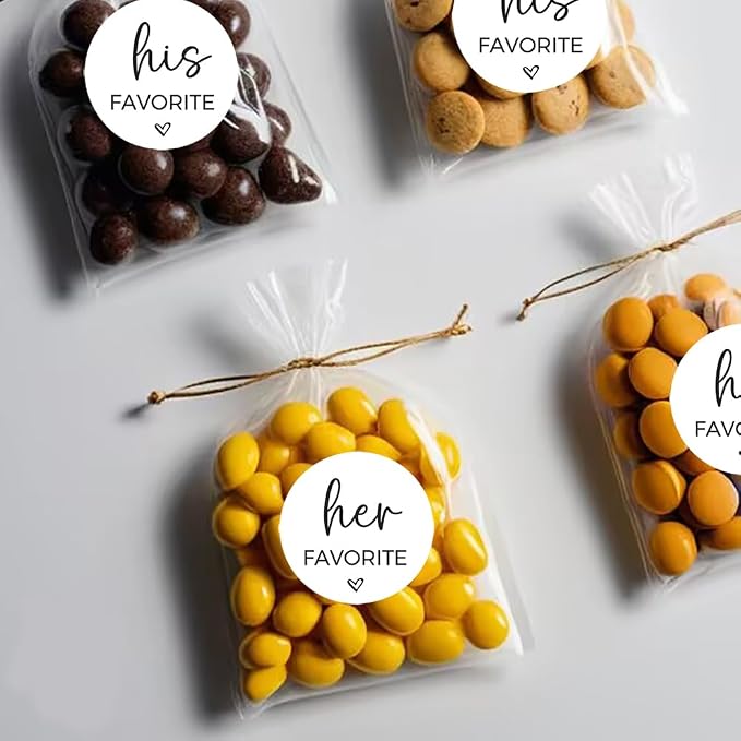 60xHis Favorite,60xHer Favorite Wedding Stickers,Wedding Candy Favors Label, Party Favor Labels,Sweet Desserts Tags for Birthday Anniversary,Graduation,Bridal,Shower,Cookie Bakery Stickers