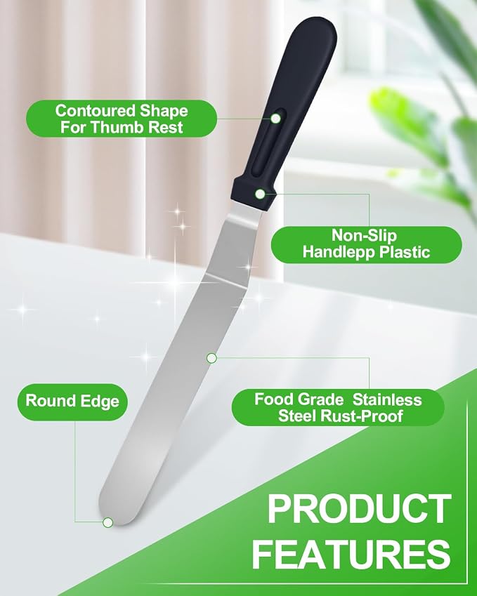 1PCS Purple Adjustable Food Grade Stainless Steel Cake Cutter Slicer Leveler with 2PCS Offset Spatula, Icing Spatulas, 6 and 8 inch, Professional Angled Cake Spatula for Kitchen or Bakery