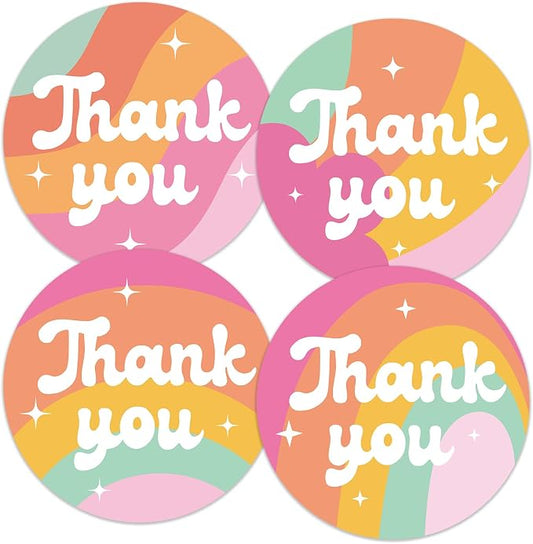 Anwyll Thank You Stickers - Rainbow Star Thank You Stickers for Small Business 480Pcs 1.5In Thank You Sticker for Packaging Self Adhesive Thank You Party Favor Seal Label Sticker for Card(4 Design)