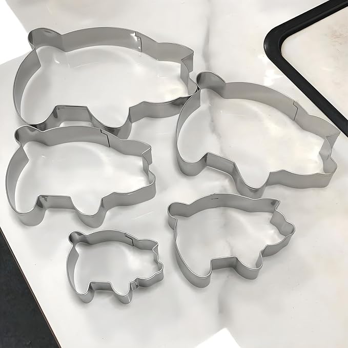 Pig Cookie Cutter Set Large - Stainless Steel - 5 Inch, 4 Inch, 3 Inch, 2 Inch - Cute Piggy Farm Animal Cookie Cutters Shapes Molds for Kids