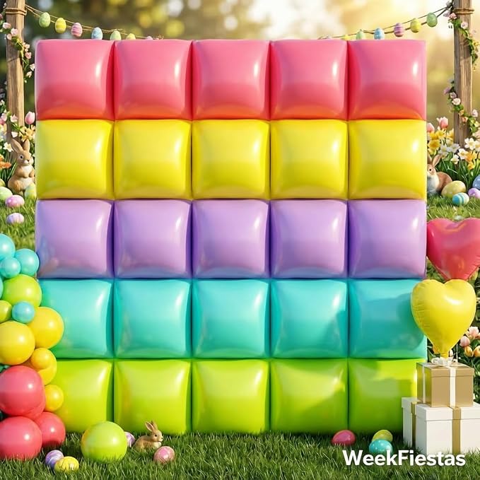 31 Pcs Baby Shower Decorations Balloon for Outdoor Indoor, Double Sided Square Foil Rainbow Macaron Pastel Balloons Arch Kit for Gender Reveal Bachelorette Bridal Shower Wedding Engagement Party Decor