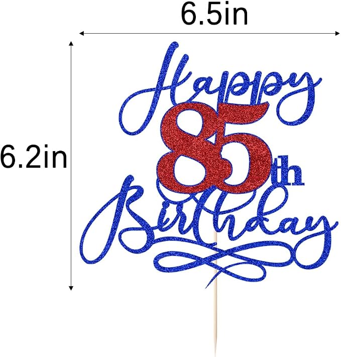 Happy 85th Birthday Cake Topper,Black font Golden Numbers 85th Birthday Cake Decoration，Hello 85, Cheers to 85 Years/85th Anniversary,85& Fabulous Party Decoration