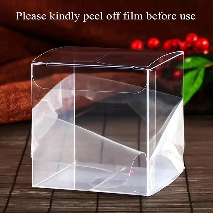 RomanticBaking 50 Pack 3x3x3 Inch Clear Chocolate Bomb Boxes Small Gift Boxes for Cupcake,Candies, Birthday Wedding Party Favor Box
