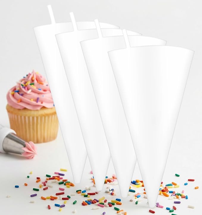 4 Pack Frosting Bags Reusable, 16" Piping Bag Reusable Heavy-Duty Cloth Cake Decorating Bags for Frosting & Icing (White)