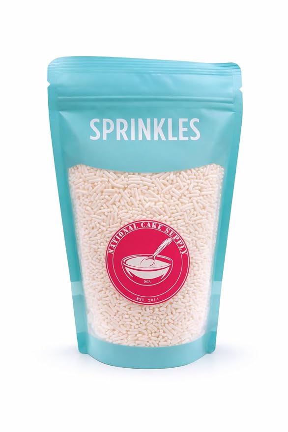 NCS White Jimmies Edible Sprinkles – Cupcake, Cake & Cookie Decorations, 7 oz