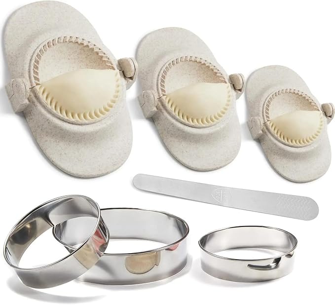 Dumpling Maker Set with Dough Cutter and Empanada Press Mold - Effortlessly Make Perfect Dumplings, Calzones, Pierogi, Pastelitos and More (4" + 3" + 2.6")