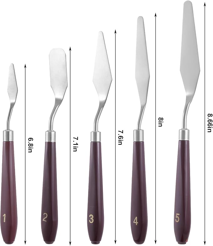 5 Pcs Cake Cream Spatula, Stainless Steel Cake Apatula Palette Knife Offset Spatula Baking Pastry Tool for Cakes Fondant Chocolate