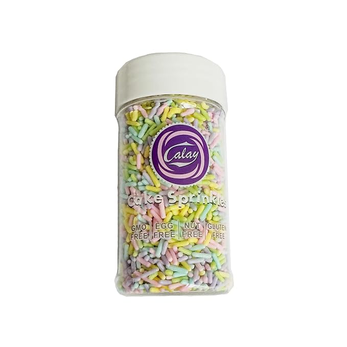 Homipooty Easter Jimmies Sprinkles Edible Pastel Pink, Purple, Blue, Green, Yellow Soft Jimmies for Cake Decorating 78g/2.75oz Cookie Cupcake Topper Ice Cream