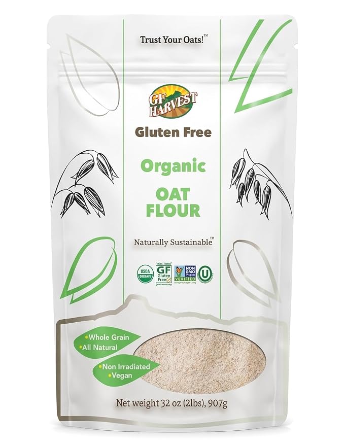 GF Harvest Gluten Free Organic Whole Grain Oat Flour, 32 Ounce Bag, Pack of 2