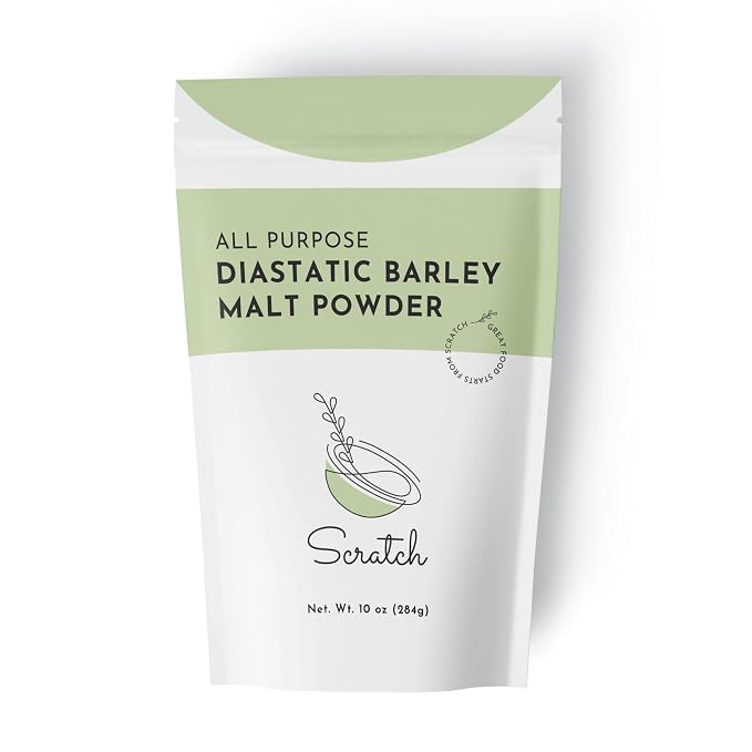 Scratch Diastatic Malt Powder for Baking - (10oz) Dried Barley Malt for Baking Bread - Bread Improver - Premium Baking Ingredients for Breads, Pizzas, Pretzels, Desserts, Shakes and More