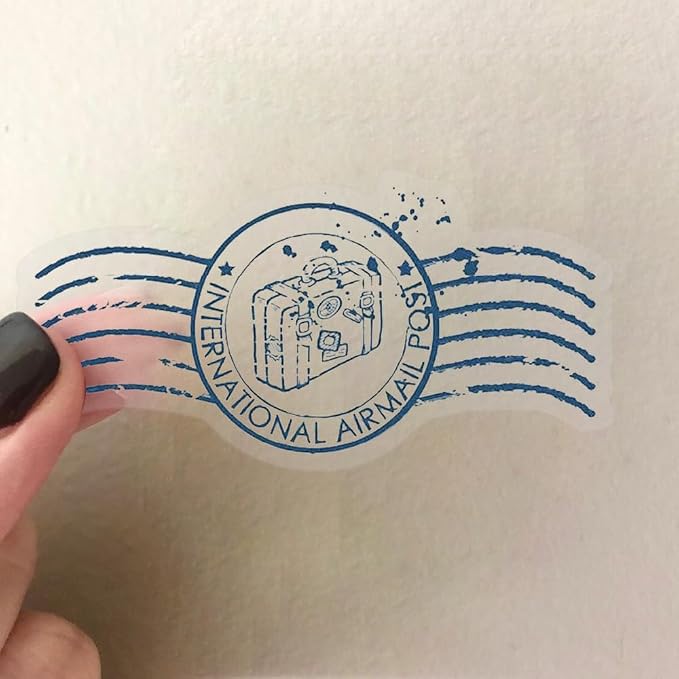 Vintage Postmark Stickers for Scrapbook, 50PCS PET Transparent Waterproof Stickers Pack for Water Bottles,Laptop,Scrapbook,Traval Themed Party Decorations