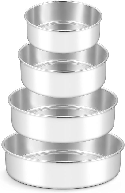 Leonyo 4-6-8-9 In Cake Pans Set of 4, Round Cake Tins for Baking, 2" Deep | Bake a multi-layer cake — perfect for celebrating weddings, birthdays, housewarmings, and graduations