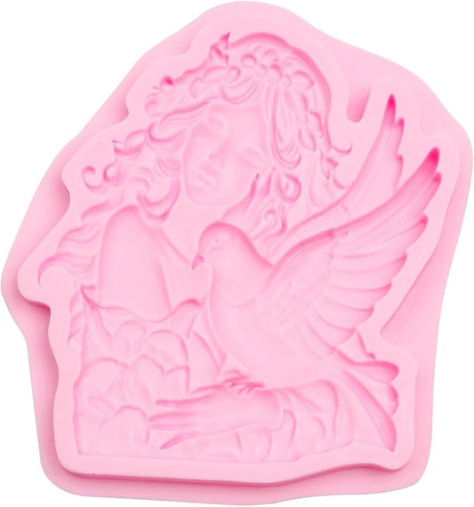 Girl Bird Silicone Mold, 3D Bird Cake Fondant Molds for Chocolate Cake Decoration Candy Cupcake Topper Cake Polymer Clay Crafts Epoxy Resin